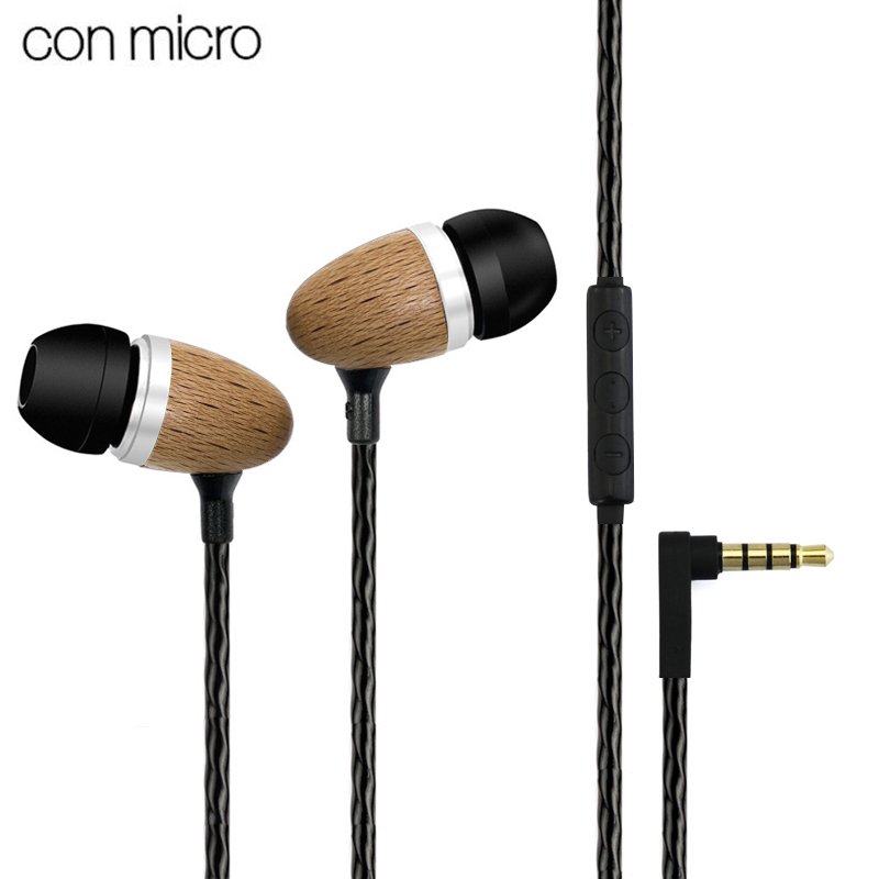 Auriculares 3,5 mm Stereo Con Micro COOL Madera Natural ServiPhone