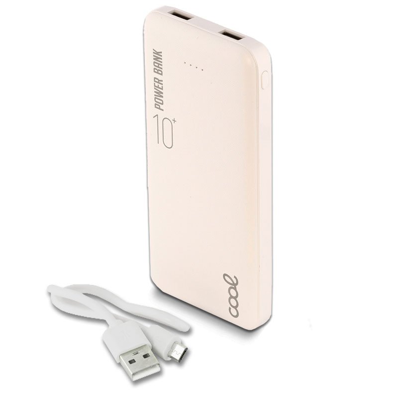 Bateria Externa Universal Power Bank 10.000 mAh (2 x usb / 2.1A) COOL Leather Blanco ServiPhone