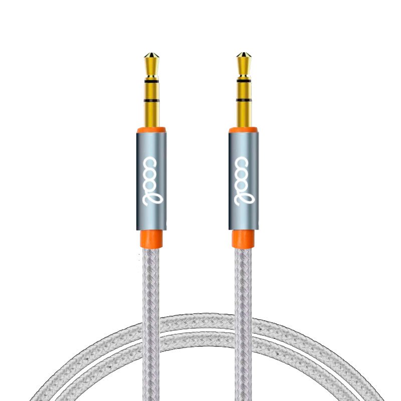 Cable Jack 3.5 mm a Jack 3.5 mm Audio-Audio Nylon Plateado (1m) ServiPhone