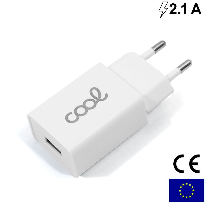 Cargador Red Universal Entrada 1 x USB COOL 2.1 Amperios Blanco ServiPhone