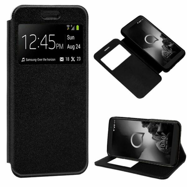 Funda Flip Cover Alcatel 1X (2019) Liso Negro ServiPhone