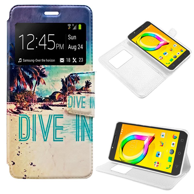 Funda Flip Cover Alcatel A5 Led Dibujos Beach ServiPhone