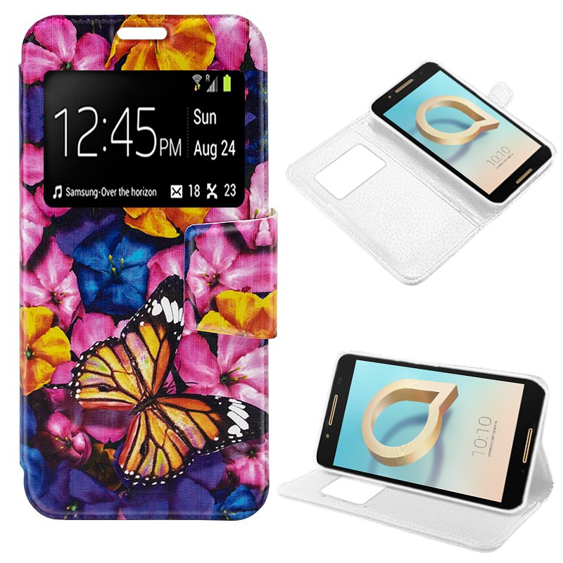 Funda Flip Cover Alcatel A7 Dibujos Mariposa ServiPhone