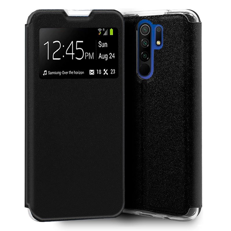 Funda Flip Cover Xiaomi Redmi 9 Liso Negro ServiPhone