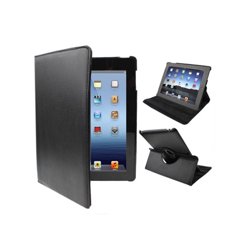 Funda iPad 2 / iPad 3 / 4 Giratoria Polipiel color Negro (Soporte) ServiPhone