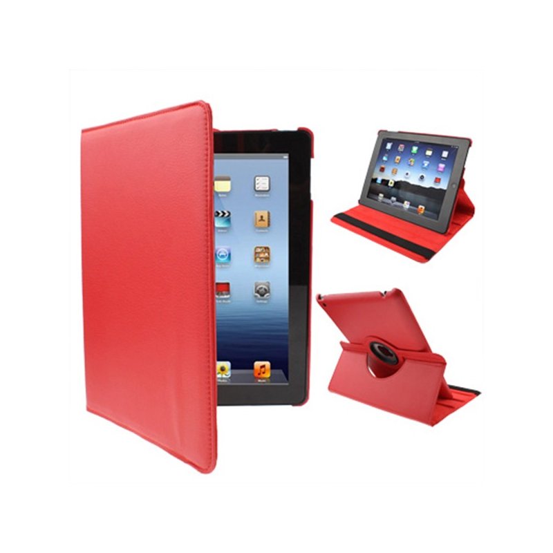 Funda iPad 2 / iPad 3 / 4 Giratoria Polipiel color Rojo (Soporte) ServiPhone