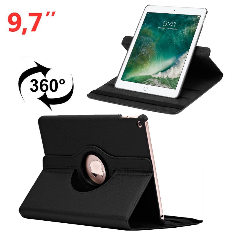 Funda iPad Air / Air 2 / Pro 9.7 / iPad 2017 / iPad 2018 9.7 pulg Giratoria Polipiel Negro ServiPhone