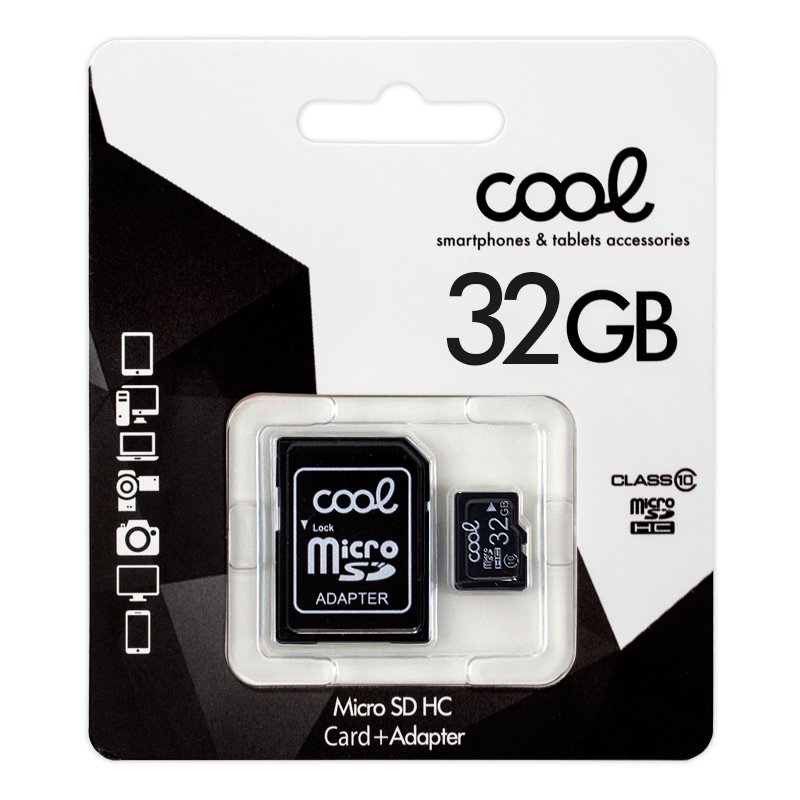 Tarjeta Memoria Micro SD con Adapt. x32 GB COOL (Clase 10) ServiPhone