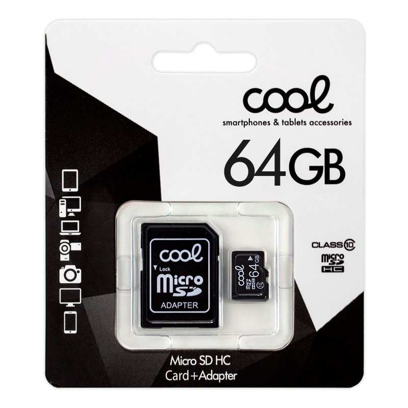 Tarjeta Memoria Micro SD con Adapt. x64 GB COOL (Clase 10) ServiPhone