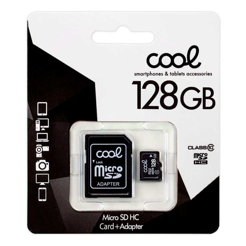 Tarjeta Memoria Micro SD con Adaptador x128 GB COOL (Clase 10) ServiPhone