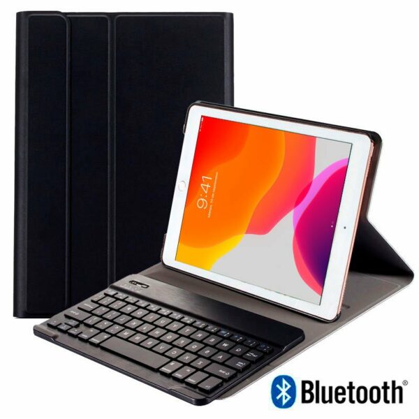 Funda COOL para iPad (2019 / 2020) de 10,2 pulg Polipiel Teclado Bluetooth (Negro) ServiPhone