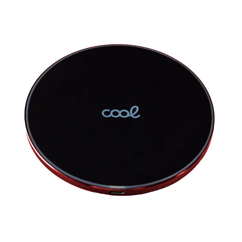 Dock Base Cargador Smartphones Inalámbrico Qi Universal COOL (Carga Rápida) Negro Borde Rojo ServiPhone