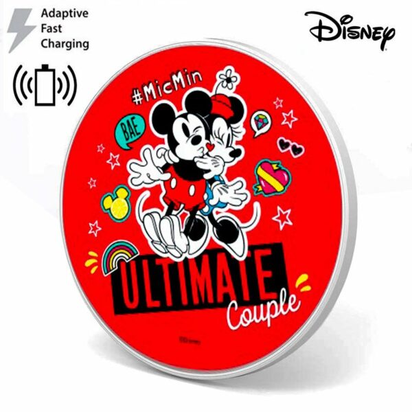 Dock Base Cargador Smartphones Qi Inalámbrico Universal Licencia Disney Rojo (Carga Rápida) ServiPhone