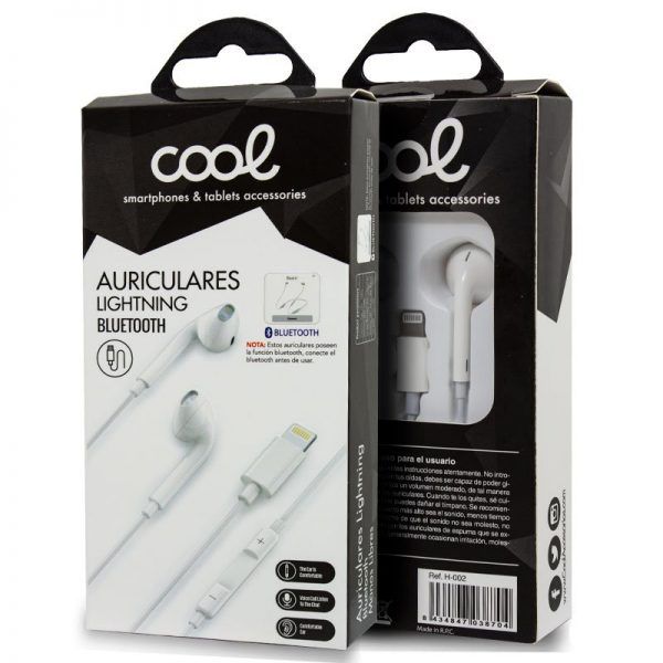 Auriculares Blancos COOL Stereo Con Micro para iPHONE 7 / 8 / X (Lightning Bluetooth) ServiPhone