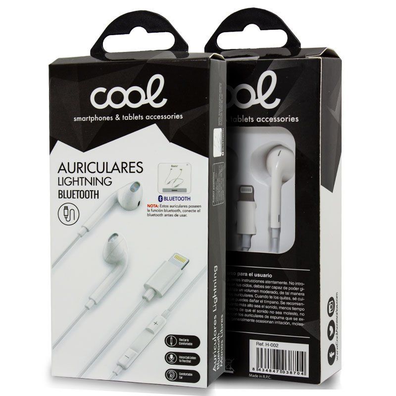 Auriculares Blancos COOL Stereo Con Micro para iPHONE 7 / 8 / X (Lightning  Bluetooth) -  - Tu Tienda de Smartphones, Tablets y  Accesorios