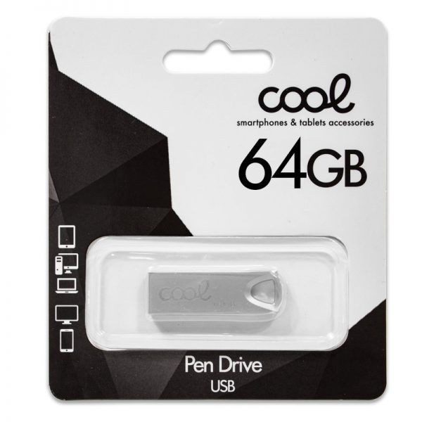 Pen Drive USB x64 GB 2.0 COOL Metal KEY Plata ServiPhone